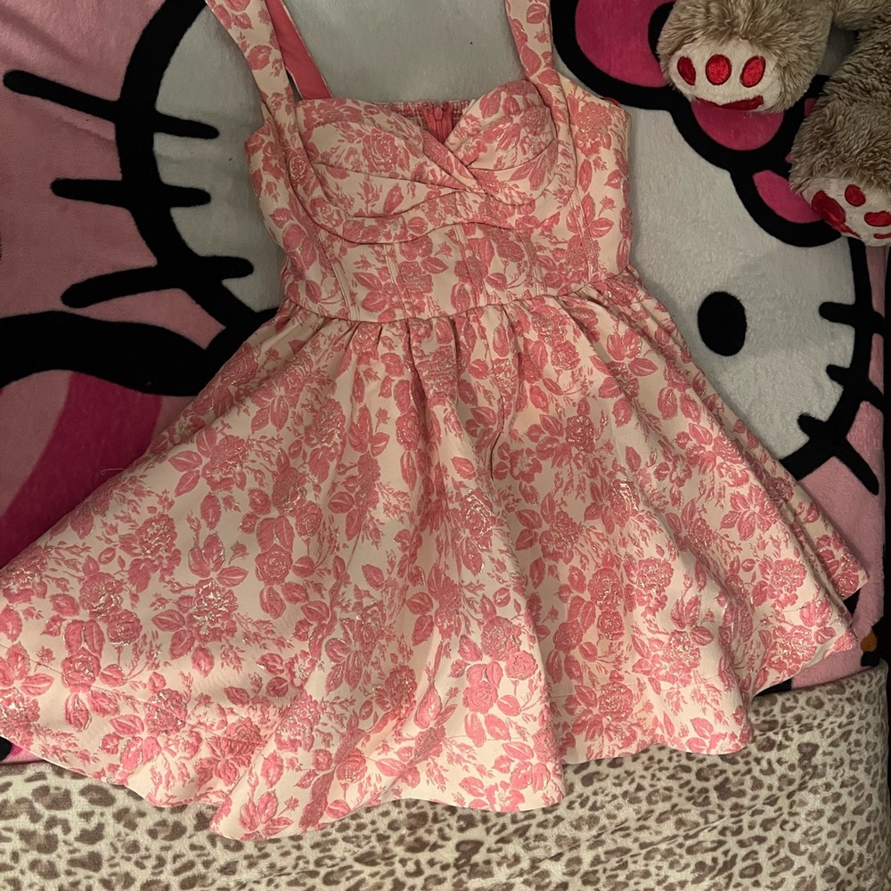 MARBLE Pink and White Ruffled Tiered Sundress